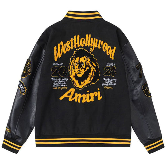 AMIRI Appliquéd Wool-Blend and Full-Grain Leather Varsity Jacket AMIRI