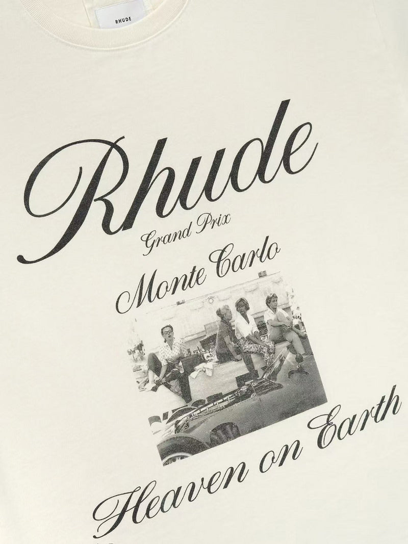 RHUDE Men's Natural Off- 'Heaven On Earth' T-Shirt RHUDE