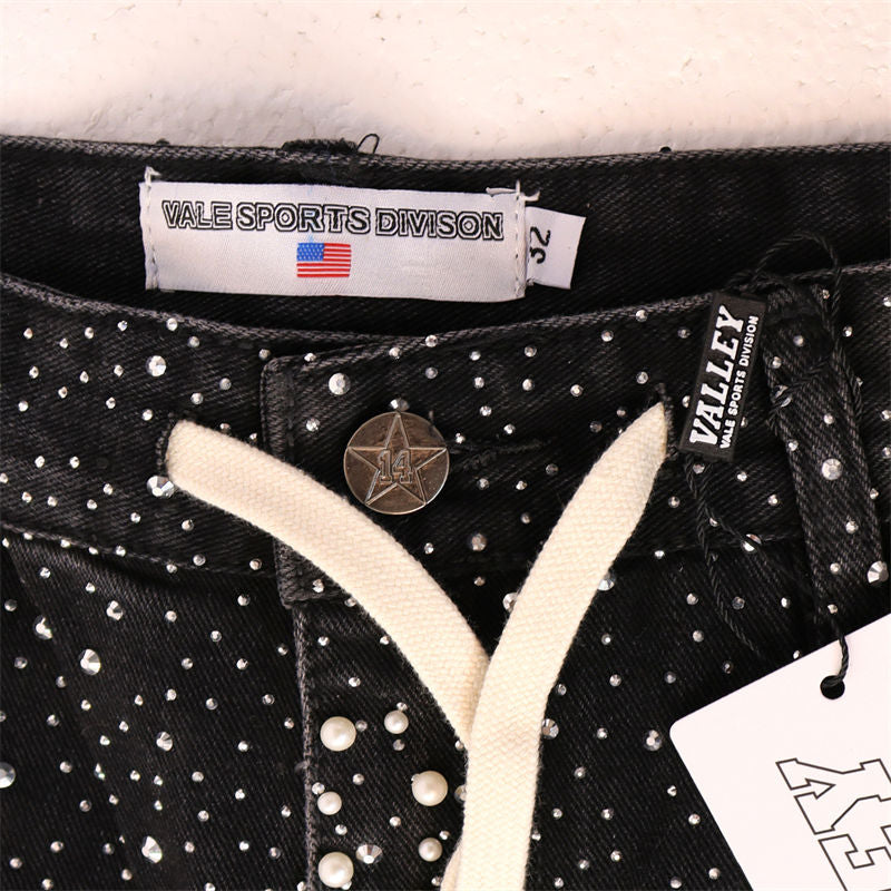 VALLEY Rhinestone Denim Shorts #8703