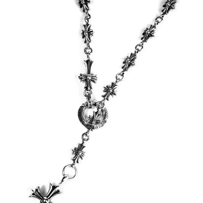 Chrome Hearts CROSS AND BABYFAT CHARM WITH TINY E CH PLUS CHALK CHAIN CH-Chrome Hearts