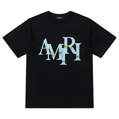 AMlRl Staggered Logo Print Cotton Jersey T-Shirt AMIRI