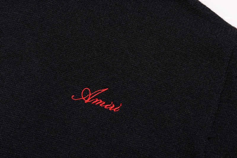 AMIRI Cotton V-Neck Bones Cardigan Sweater Black AMIRI