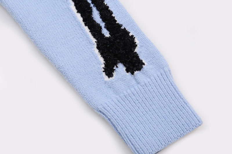 AMIRI Cotton V-Neck Bones Cardigan Sweater Blue AMIRI