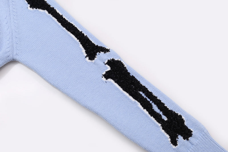 AMIRI Cotton V-Neck Bones Cardigan Sweater Blue AMIRI