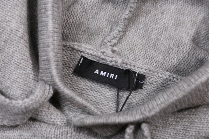 AMIRI Grey Core Knitted Sweater Hoodie AMIRI