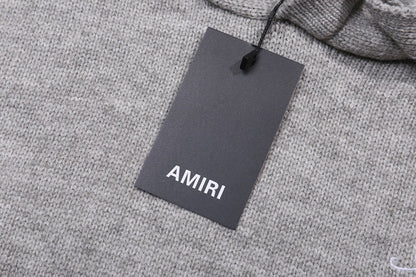 AMIRI Grey Core Knitted Sweater Hoodie AMIRI