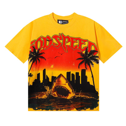 Godspeed City Coconut Tree Shark T-Shirt Godspeed