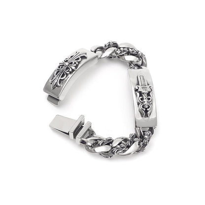 DOUBLE ID FANCY LINK BRACELET 8 CH-Chrome Hearts