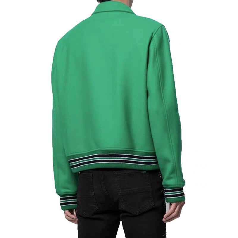 AMIRI thickened loose bomber baseball jacket Green AMIRI