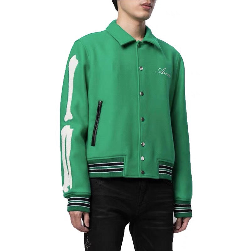 AMIRI thickened loose bomber baseball jacket Green AMIRI