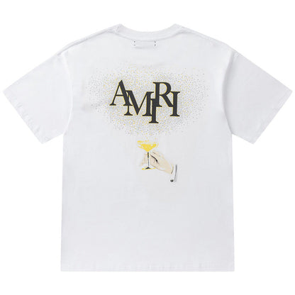AMIRI  Crystal Embellished Champagne Logo T-Shirts AMIRI