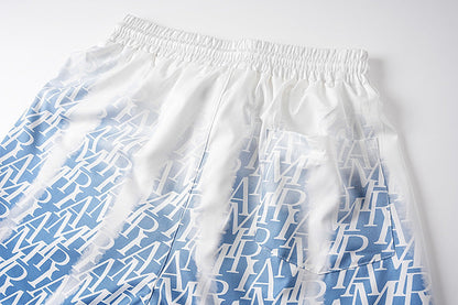 AMIRI logo-print gradient silk shorts AMIRI