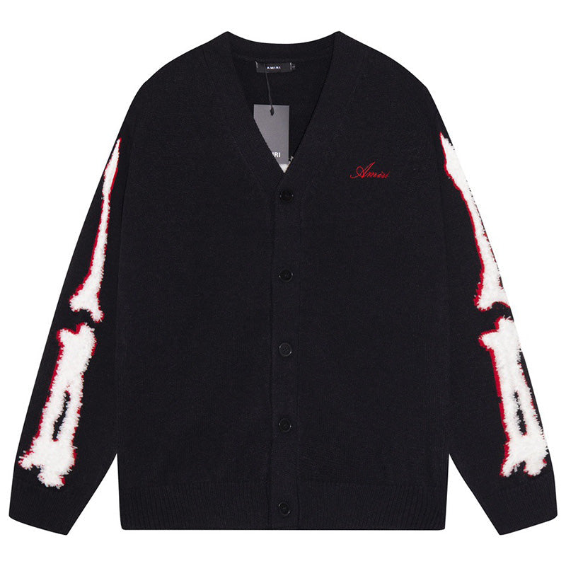AMIRI Cotton V-Neck Bones Cardigan AMIRI