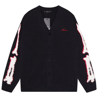 AMIRI Cotton V-Neck Bones Cardigan AMIRI
