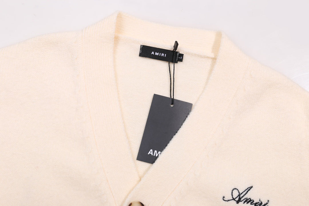 AMIRI Cotton V-Neck Bones Cardigan AMIRI