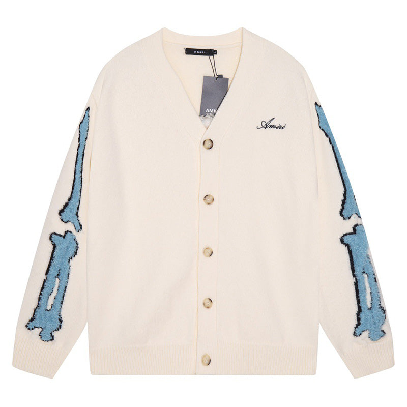 AMIRI Cotton V-Neck Bones Cardigan AMIRI