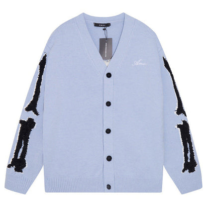 AMIRI Cotton V-Neck Bones Cardigan AMIRI
