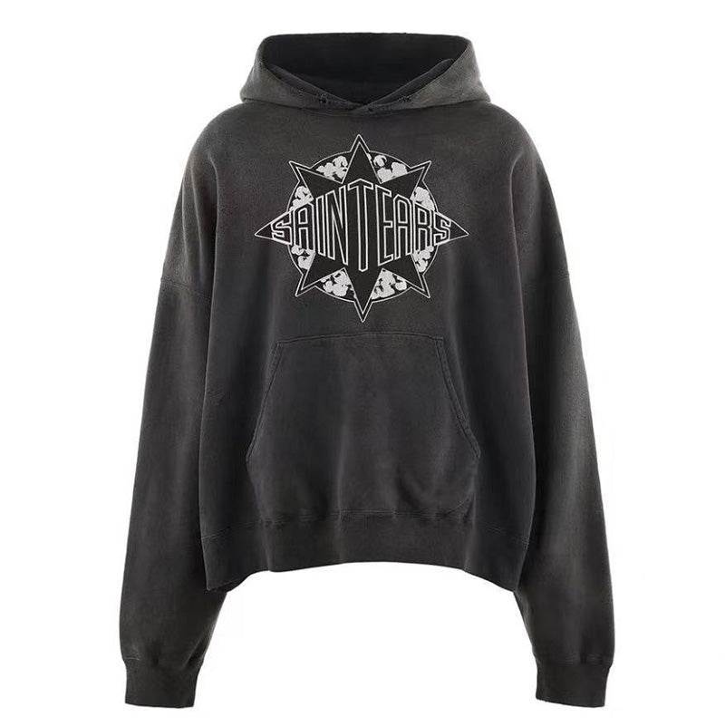 SAINT MICHAEL Denim Tears Logo-Print Distressed Cotton-Jersey Hoodie SAINT MICHAEL