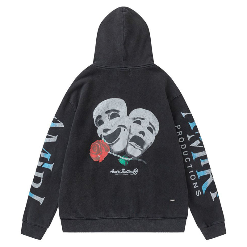 AMIRI Theater Masks Print Cotton Hoodie AMIRI