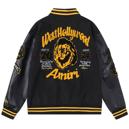 AMIRI Appliquéd Wool-Blend and Full-Grain Leather Varsity Jacket AMIRI