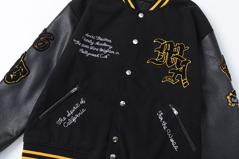 AMIRI Appliquéd Wool-Blend and Full-Grain Leather Varsity Jacket AMIRI