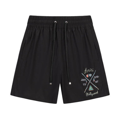 AMIRI Pool Cue Straight-Leg Mid-Length Logo-Print Swim Shorts AMIRI