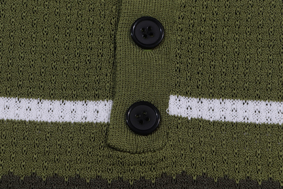 AMIRI Striped Pointelle-Knit Polo Shirt AMIRI