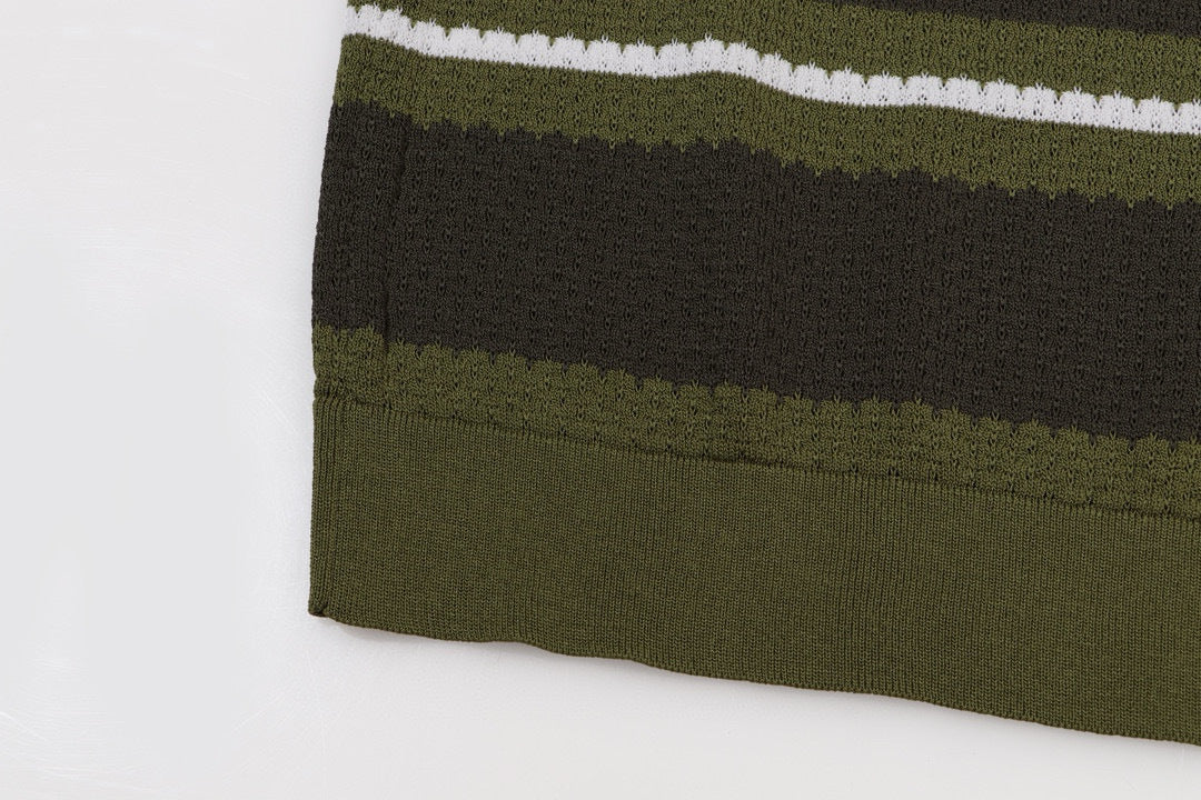 AMIRI Striped Pointelle-Knit Polo Shirt AMIRI