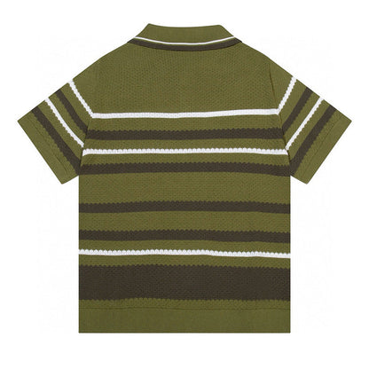 AMIRI Striped Pointelle-Knit Polo Shirt AMIRI