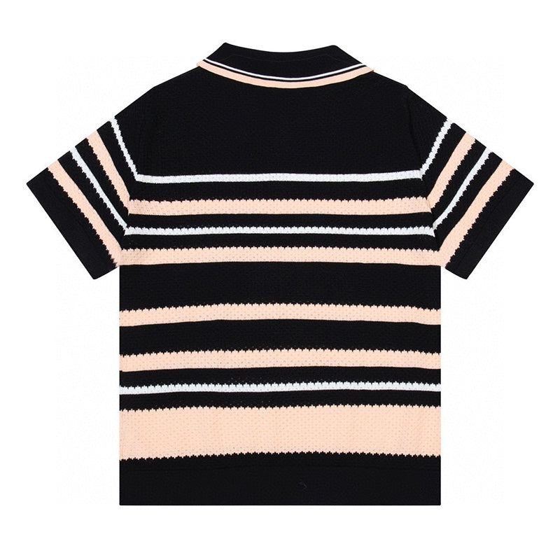 AMIRI Striped Pointelle-Knit Polo Shirt AMIRI