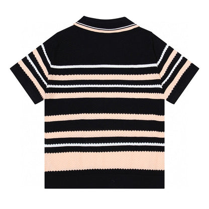 AMIRI Striped Pointelle-Knit Polo Shirt AMIRI