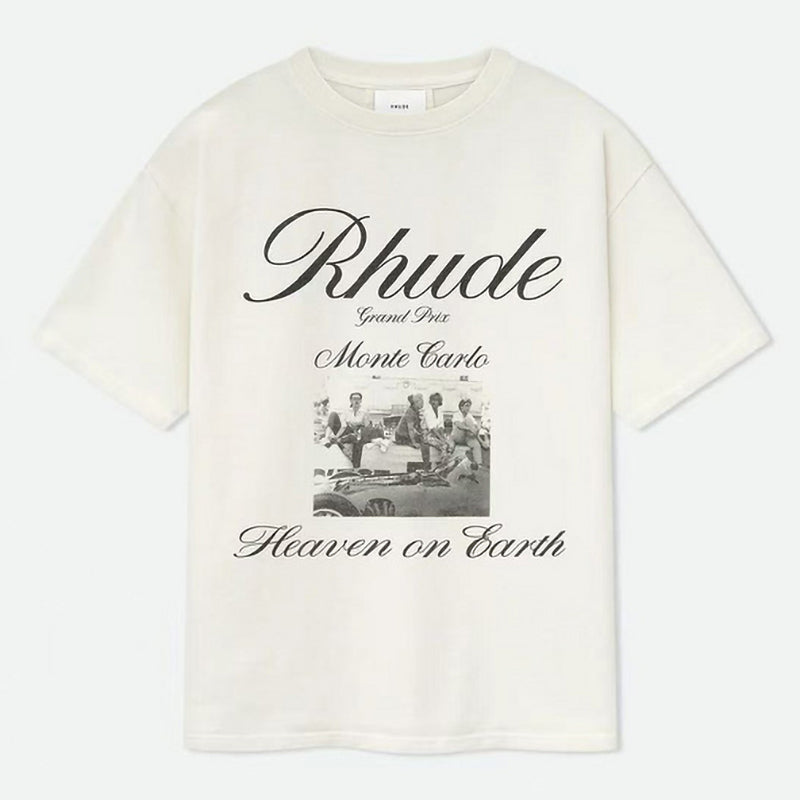 RHUDE Men's Natural Off- 'Heaven On Earth' T-Shirt RHUDE