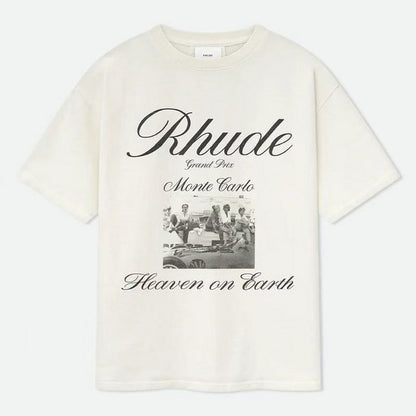 RHUDE Men's Natural Off- 'Heaven On Earth' T-Shirt RHUDE