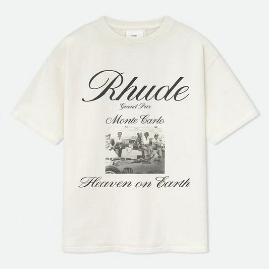 RHUDE Men's Natural Off- 'Heaven On Earth' T-Shirt RHUDE