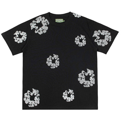 Denim Tears Crystal Patch Cotton logo Design T-Shirts DENIM TEARS