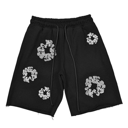 Denim Tears Crystal Patch Cotton logo Design Shorts DENIM TEARS