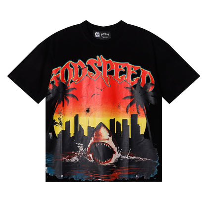 Godspeed City Coconut Tree Shark T-Shirt Godspeed