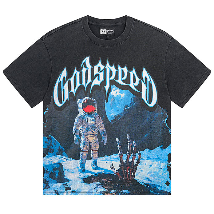 GODSPEED Astronaut Meets Skeleton Hand T-shirt Godspeed