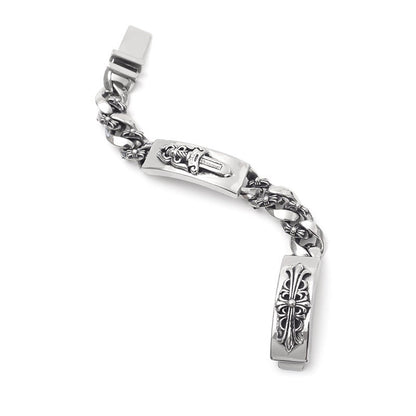 DOUBLE ID FANCY LINK BRACELET 8 CH-Chrome Hearts