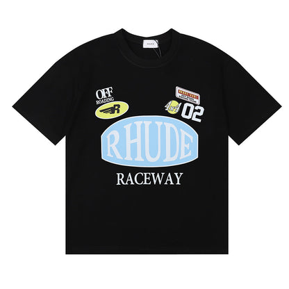 RHUDE Motorsports Track Letter Print T-Shirt RHUDE