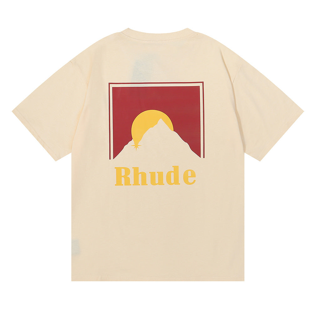 RHUDE Lettering Sunset Graphic T-Shirt Wine red RHUDE