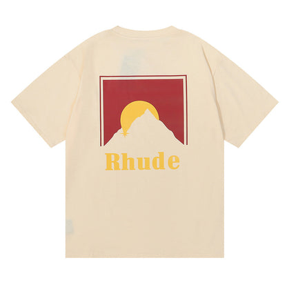 RHUDE Lettering Sunset Graphic T-Shirt Wine red RHUDE
