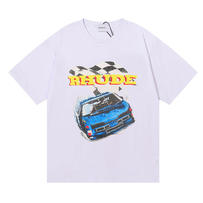 RHUDE micro-logo letter racing print T-shirt RHUDE