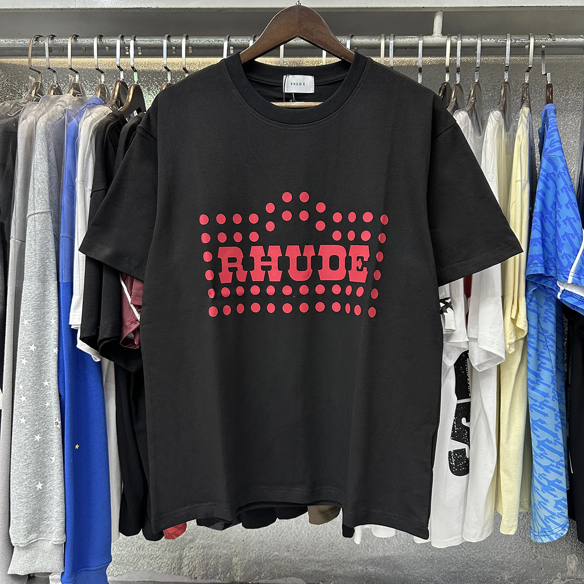 RHUDE FLOCKED BURNOUT T-Shirt RHUDE