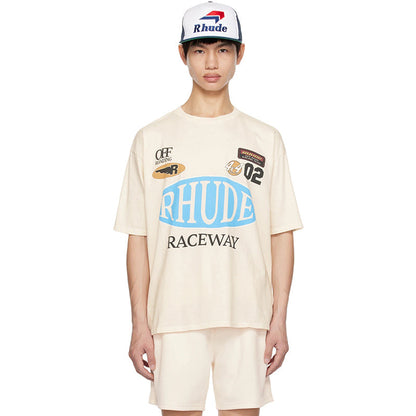 RHUDE Motorsports Track Letter Print T-Shirt RHUDE