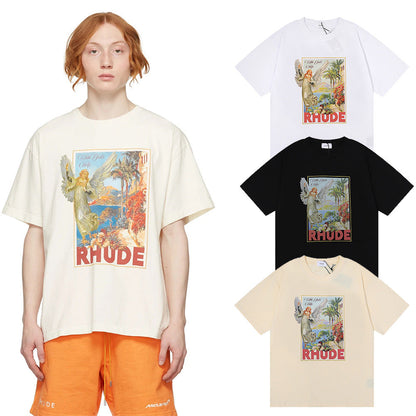 RHUDE Micro Logo Angel Letter Print T-Shirt RHUDE