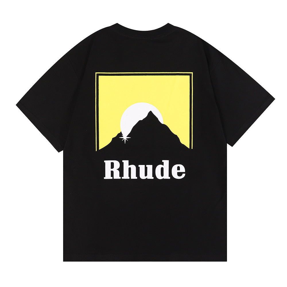 RHUDE Lettering Sunset Graphic T-Shirt Yellow RHUDE