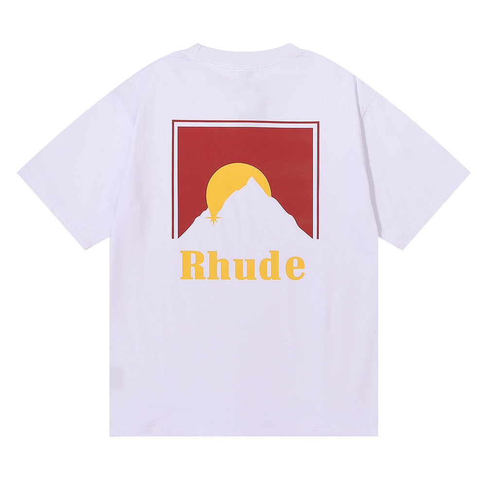 RHUDE Lettering Sunset Graphic T-Shirt Wine red RHUDE