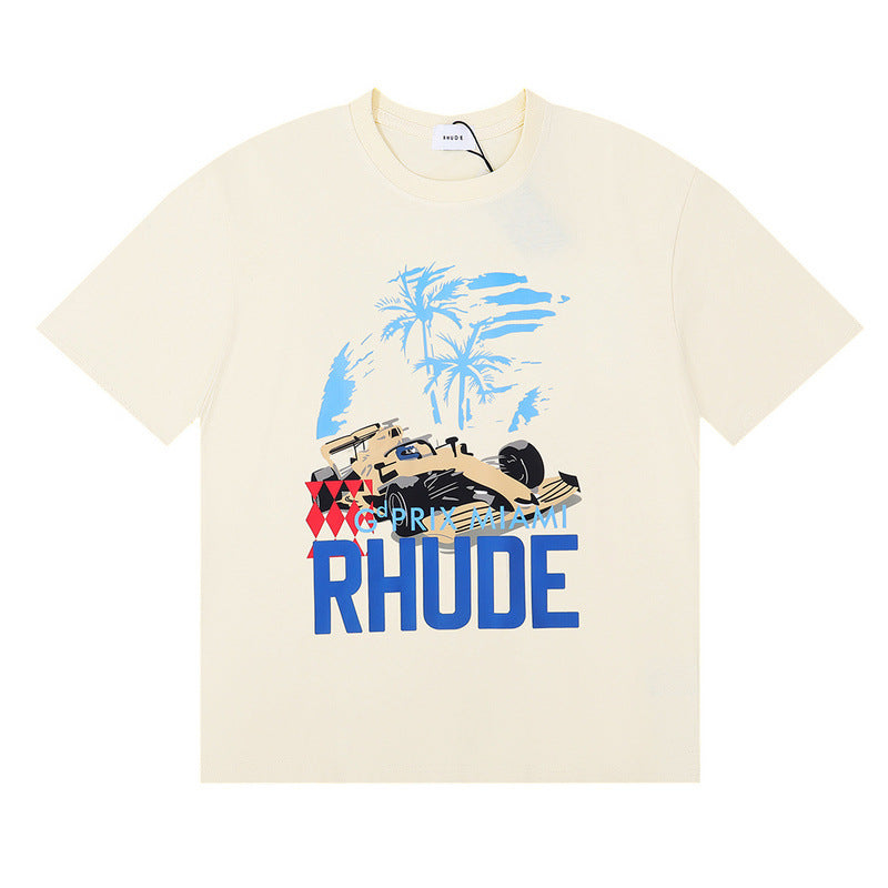 RHUDE Racing Crest F1 formula trendy couple T-shirts RHUDE