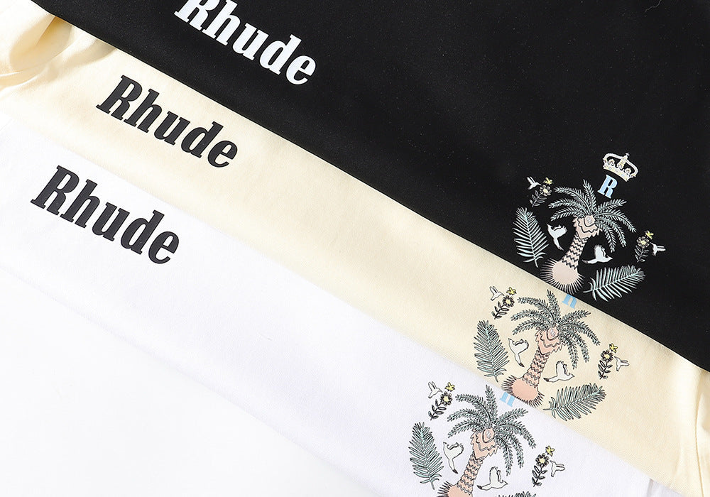 RHUDE island coconut tree print T-Shirts RHUDE